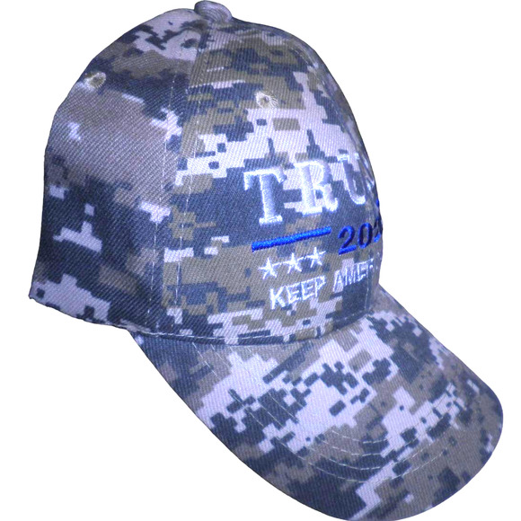 Embroidered TRUMP Keep America Great Cap, Camo/Digital, Strapback, Trucker Hat - Picture 3 of 5